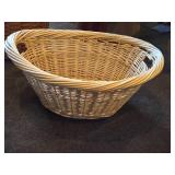Lot of (2) Wicker Baskets - One 24" long Two Handle Basket and One 18" diameter Easter style One Handle Basket