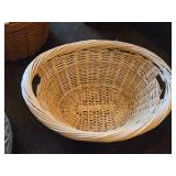 Lot of (2) Wicker Baskets - One 24" long Two Handle Basket and One 18" diameter Easter style One Handle Basket