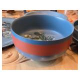 Vintage Norwegian Rosemaling Wooden Plate and Bowl Set of 4 - 12" Plate, 9" Bowl (x2), 8"Dx7" Bowl with Lid