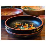 Lot of (4) Vintage Norwegian Rosemaling Wooden Bowls 11", 9", 8" and 3"