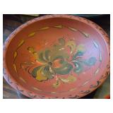 Lot of (3) Vintage Norwegian Rosemaling Wooden Bowls 12", 8" and 7" (red)