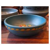 Lot of (3) Vintage Norwegian Rosemaling Wooden Bowls 9"Dx6", 9"Dx2" and 12"Dx2" (blue)