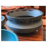 Lot of (3) Vintage Norwegian Rosemaling Wooden Bowls 9"Dx6", 9"Dx2" and 12"Dx2" (blue)