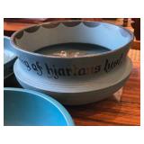 Lot of (3) Vintage Norwegian Rosemaling Wooden Bowls 9"Dx6", 9"Dx2" and 12"Dx2" (blue)