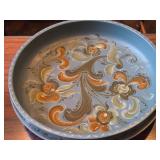 Lot of (3) Vintage Norwegian Rosemaling Wooden Bowls 9"Dx6", 9"Dx2" and 12"Dx2" (blue)