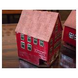 Lot of (4) Hand Made Ceramic Miniature Houses of Historic Bryggen Houses of Bergen Norway by Nordic Dreams