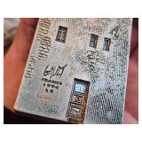 Lot of (2) Gault 7" Hand Made Ceramic Miniature Scale Replica Buildings - Hotel de Paris, Parisian Residential Building with Louis Viutton Store