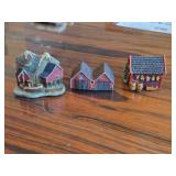 Lot of (3) Miniature Buildings - House in Mountain, Double Barn, Cottage