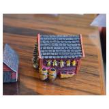 Lot of (3) Miniature Buildings - House in Mountain, Double Barn, Cottage