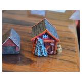 Lot of (3) Miniature Buildings - House in Mountain, Double Barn, Cottage