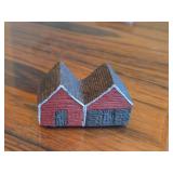 Lot of (3) Miniature Buildings - House in Mountain, Double Barn, Cottage