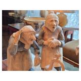 Elderly Man and Women theme Hand Carved Wooden Figurines by Jerzy Ćwierzyk (Poland)
