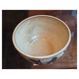 Hand Made Studio Pottery Bowl - European Carved Figurines by Hamilton Signed circa 1980