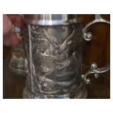 Vintage 8" Hunting theme Pewter German Beer Stein
