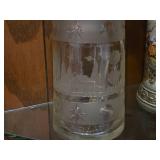 Vintage 6" Glass German Beer Stein with Pewter Lid (likely engraved from 18th to 19th century)
