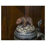 Vintage 9" Hand Painted Ceramic German Beer Stein with Pewter Lid by Gerz (Germany)