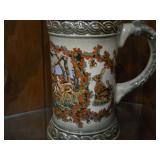 Vintage 9" Hand Painted Ceramic German Beer Stein with Pewter Lid by Gerz (Germany)
