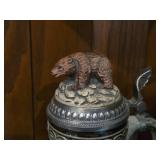 Vintage 9" Hand Painted Ceramic German Beer Stein with Pewter Lid by Gerz (Germany)