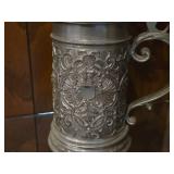 Vintage 10" Pewter German Beer Stein with Gambrinus on Lid (likely from Historical Period 1880-1900)
