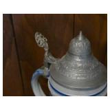 Vintage 8" Stoneware German Beer Stein with Pewter Lid (likely late 19th to early 20th century)