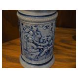 Vintage 8" Stoneware German Beer Stein with Pewter Lid (likely late 19th to early 20th century)