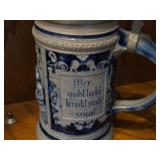 Vintage 8" Stoneware German Beer Stein with Pewter Lid (likely late 19th to early 20th century)