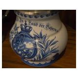 Vintage Kuhr Muhlried 406 Rein Zinn 6" Porcelain German Beer Stein with Hinged Pewter Lid