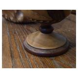 7" Hand Carved Wooden Vase with Pedestal Base