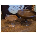 Lot of (2) Vintage Wooden Compotes / Pedestal Bowls by Margaret Studios (Murphy North Carolina)