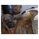Vintage Wm Rogers & Son Victorian Rose Silverplated Water Pitcher with Ice Lip and Four Footed Base