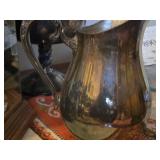 Vintage Wm Rogers & Son Victorian Rose Silverplated Water Pitcher with Ice Lip and Four Footed Base