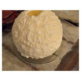 12" Decorative Snowball Candle on 20" Glass Display Plate by Colonial Candle of Cape Cod
