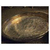 Vintage 12" Silverplated Serving Tray - Spring Flower by William Rogers & Sons with (2) Baroque Silverplated Water Goblets by Wallace