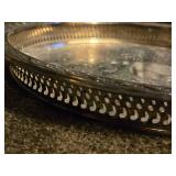 Vintage 12" Silverplated Serving Tray - Spring Flower by William Rogers & Sons with (2) Baroque Silverplated Water Goblets by Wallace