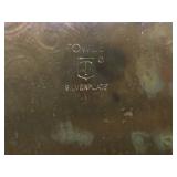 Vintage Silverplated Oval Serving Tray with Handles and Ornate Etched Scroll and Floral Pattern 25" x 16"