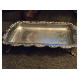 Vintage Silverplated Rectangle Footed Serving Tray 27" x 17"