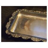 Vintage Silverplated Rectangle Footed Serving Tray 27" x 17"