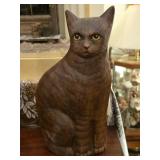 Handmade Ceramic Figural Cat Statue 13"