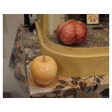 Set of 12 Alabaster Onyx Marble Stone Hand Carved Fruit in a Basket - Lime, Lemon, Mango, Apple, Watermelon, Banana, Canteloupe