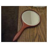 Lot of (2) Vintage Japanese Kamakura-bori Handheld Mirrors - 5" Reddish Wood Frame, 7" Gold toned Double Sided