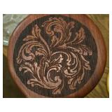 Lot of (2) Vintage Japanese Kamakura-bori Handheld Mirrors - 5" Reddish Wood Frame, 7" Gold toned Double Sided