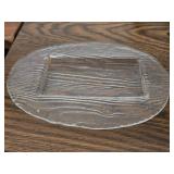 Vintage Glass with Wood Grain design Butter Bowl