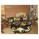 Lot of (1 Shelf) Miniature Doll House Accessories - Wood Display Box, Hexagon Display Cabinet, Dining Furniture (Buffet, Wash Sink, Dining Table and Chair), Violin, Side Tables with Décor, Cat Statue