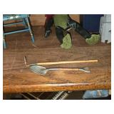 Lot of  Miniature Doll House Accessories - Corner Brick Fireplace, Vintage Spinning Wheel, Tile Stove / Ovne, Dining Chair, Spade and Hoe, Buffet, Wall Clocks, Musical Instruments Under Glass Dome