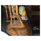 Animated Vintage Spinning Wheel Music Box (Rare Wooden Swiss Reuge)
