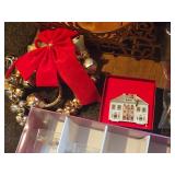 Christmas Décor including Set of 4 Hiball Glasses, Sleigh, Wooden Sled, Stockings, Bells and more