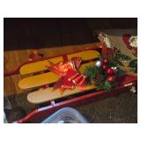 Christmas Décor including Set of 4 Hiball Glasses, Sleigh, Wooden Sled, Stockings, Bells and more