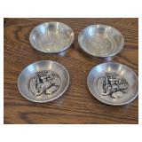 Lot of (2) Viking Ship and Fishing Troll theme Pewter Drink / Cocktail Coasters Set of 2 (Norway)