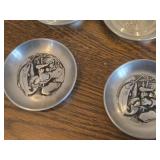 Lot of (2) Viking Ship and Fishing Troll theme Pewter Drink / Cocktail Coasters Set of 2 (Norway)