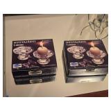 Lot of (2) Nuutajarvi Lumme Glass Candleholders with Candles (design by Kerrtu Nurminen Set of 2 (in original packaging)